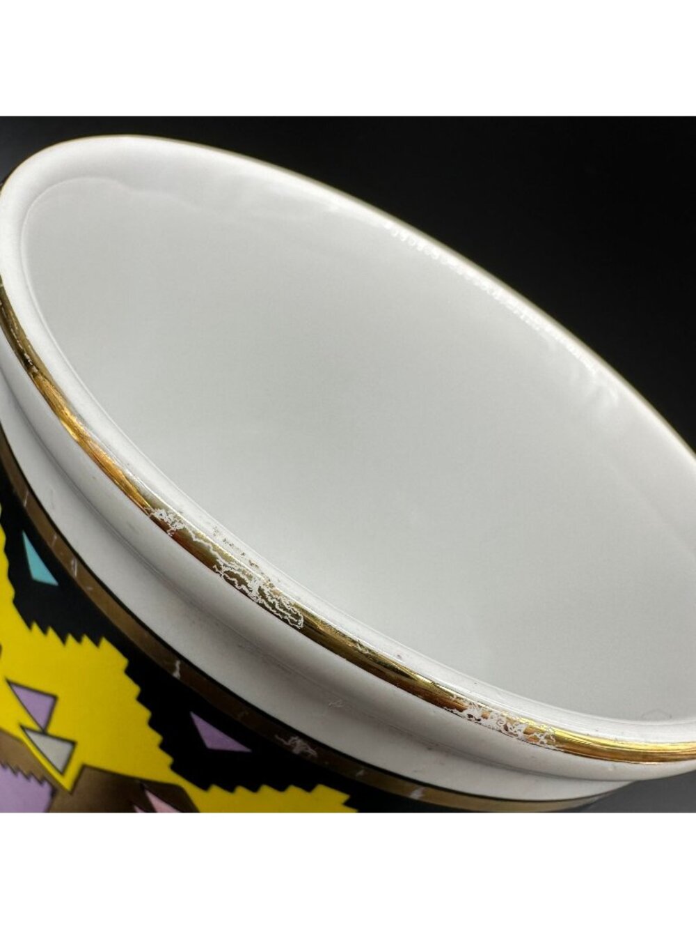 Vintage Mugs southwest Aztec Ceramic Japan Pink Yellow Purple Gold Cups Set of 3 - Picture 9 of 10
